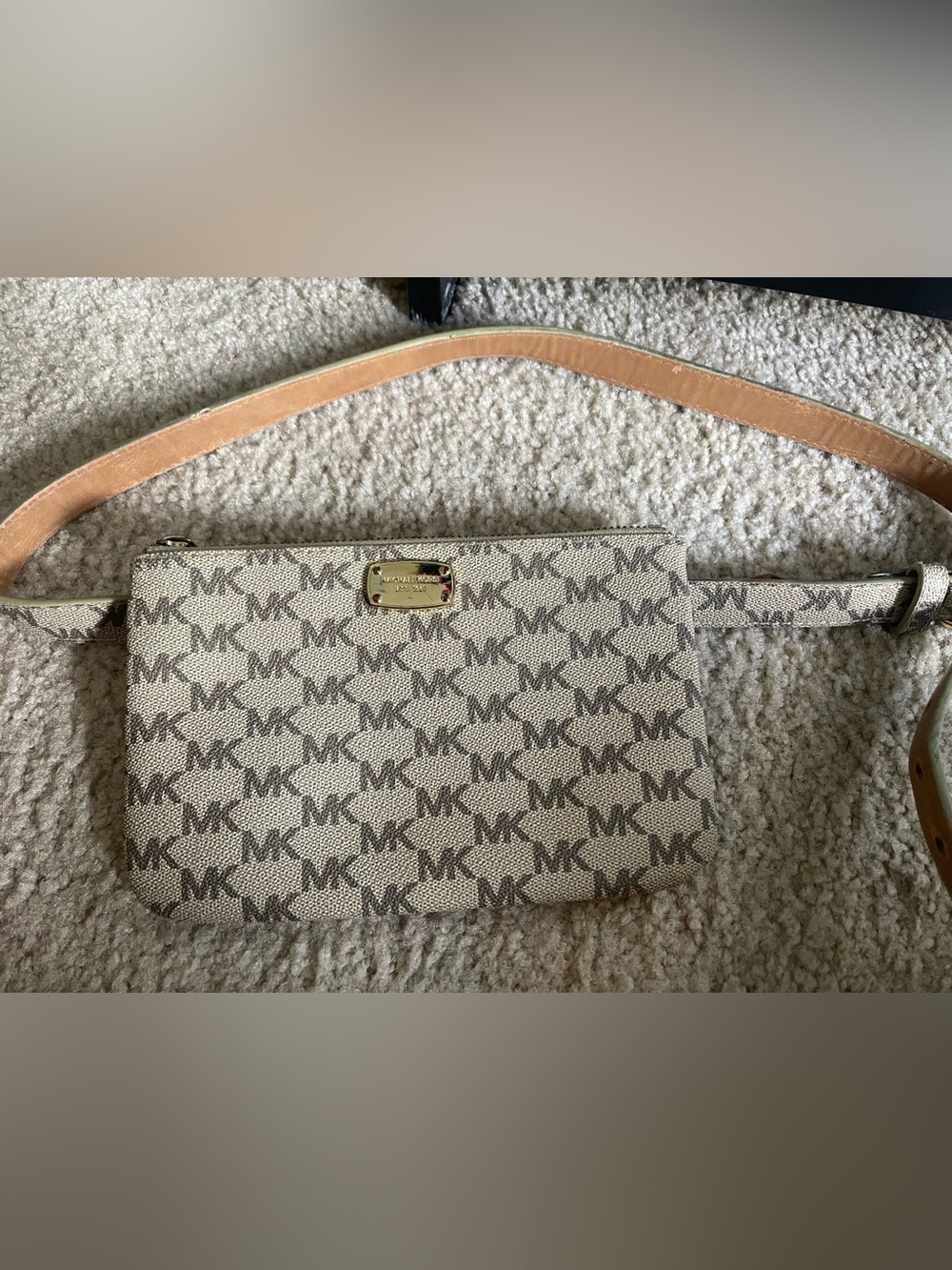 Michael Kors Beige/Tan Monogram Crossbody Bag